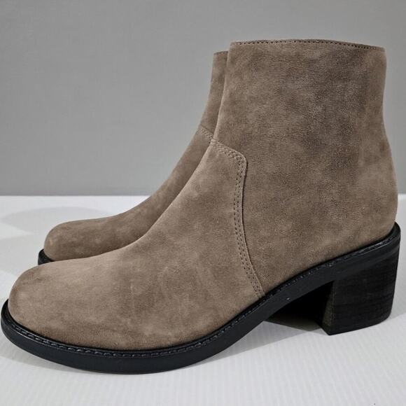 Eileen Fisher Beau Sport Ankle Bootie Womens 7.5 Marble Suede Chunky Heel - Picture 1 of 12